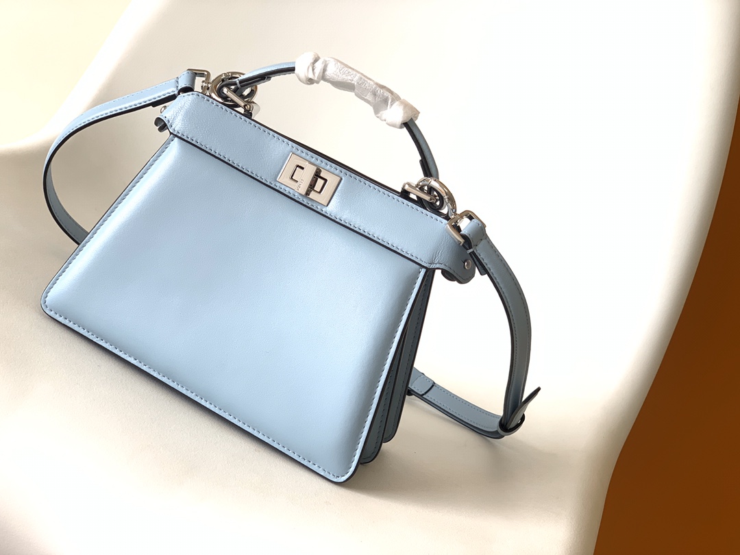 Fendi Peekaboo ISeeU Petite Light Blue Padded Nappa Leather Bag